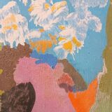 Still life painting - vase with flowers - dated 1972 signed - oil on panel