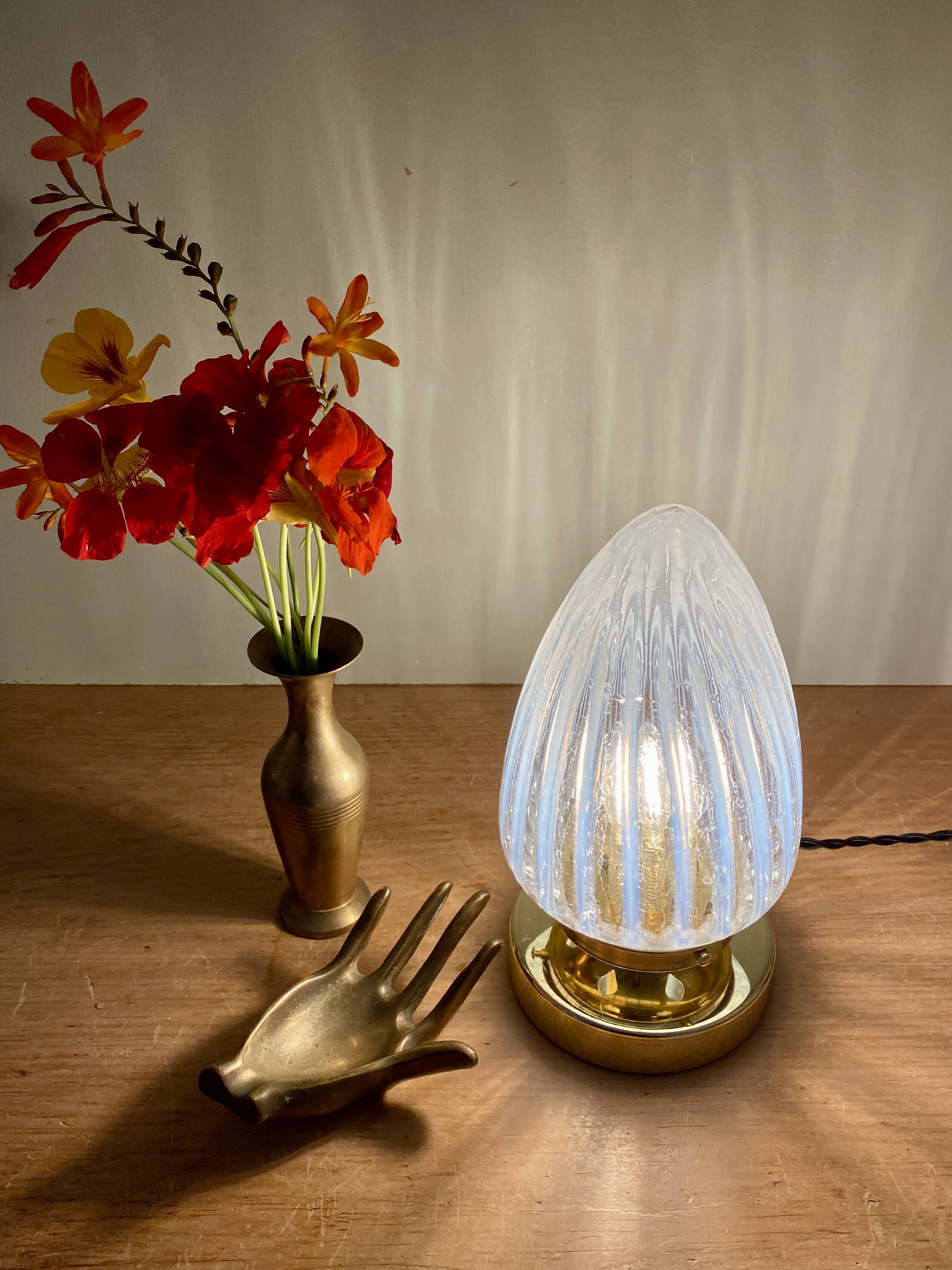 Vintage art deco globe table lamp in milky glass