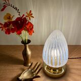 Lampe à poser globe vintage art déco en verre laiteux