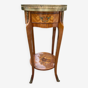 Marquetry pedestal table