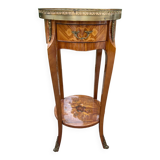 Marquetry pedestal table