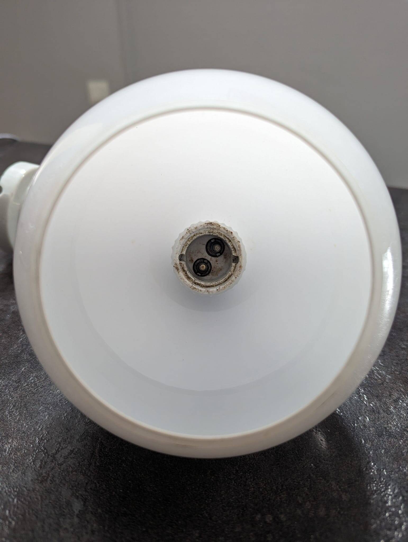 Old opaline brass globe wall light & art deco porcelain base 1930 Ø 13 cm