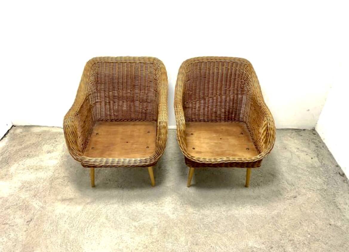 Chaises longues en rotin, lot de 2