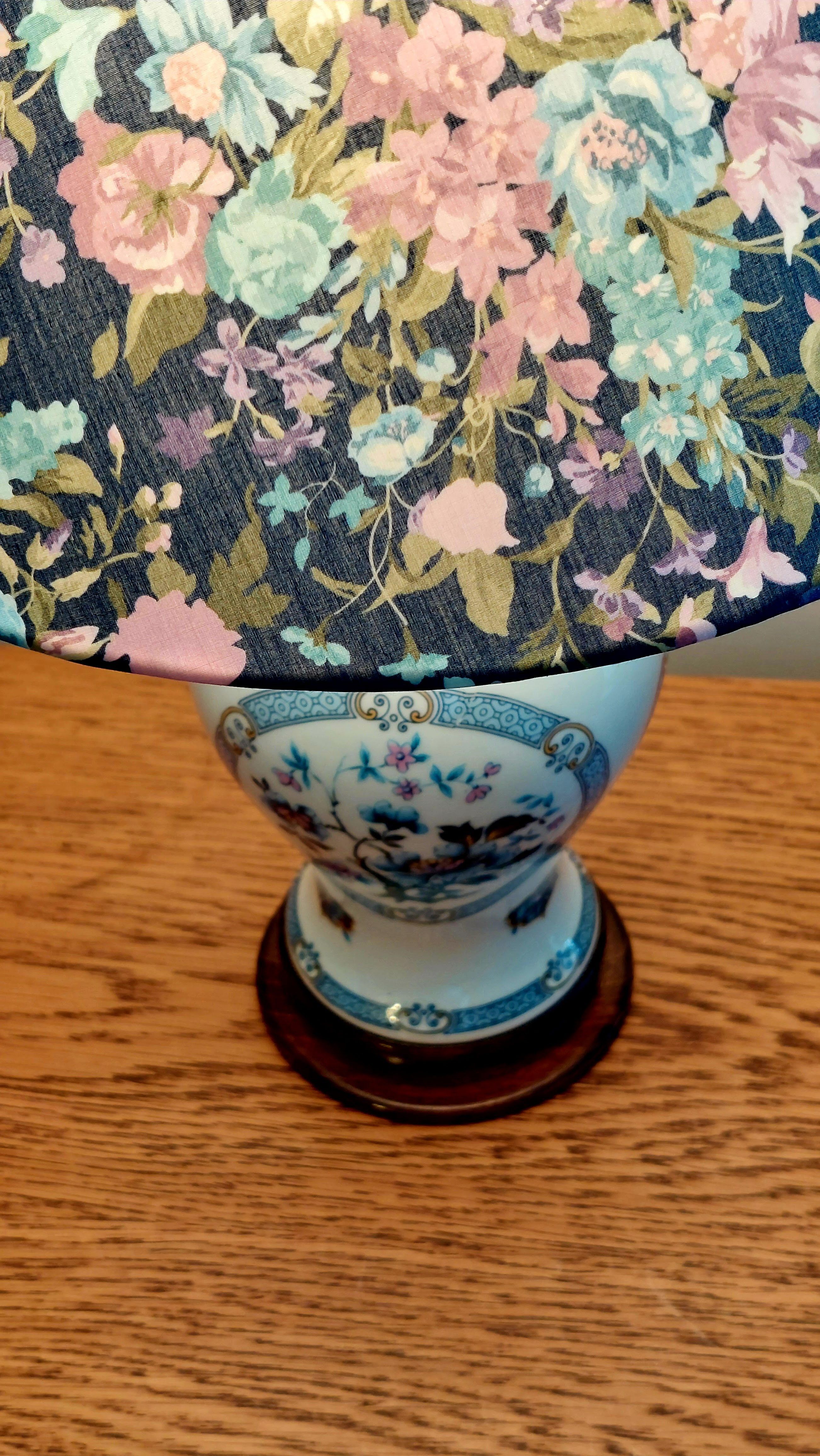 Limoges porcelain lamp Hergey – custom Liberty lampshade