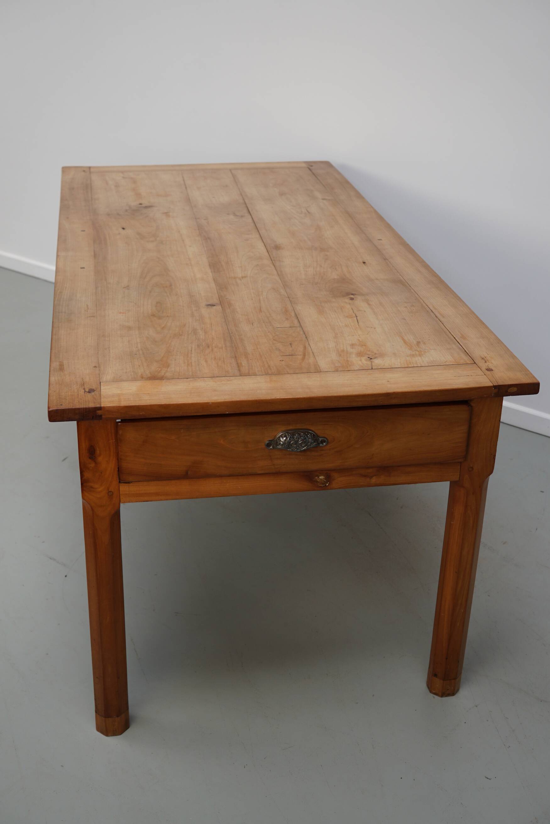Antique Cherry French Farmhouse Dining Table, 19th Century