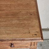 Desk, pine table, turned wooden legs, vintage, 70s