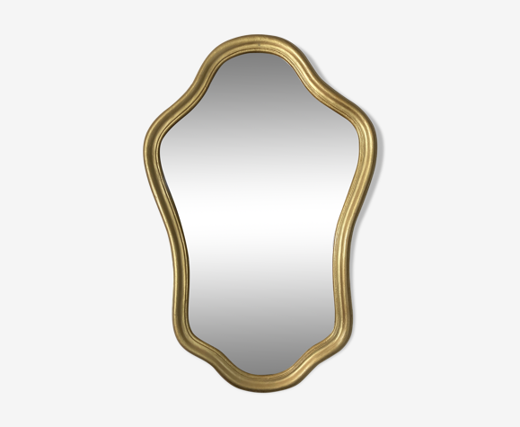 Miroir bois et résine dorée