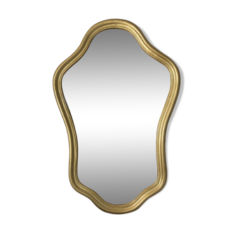Miroir bois et résine dorée