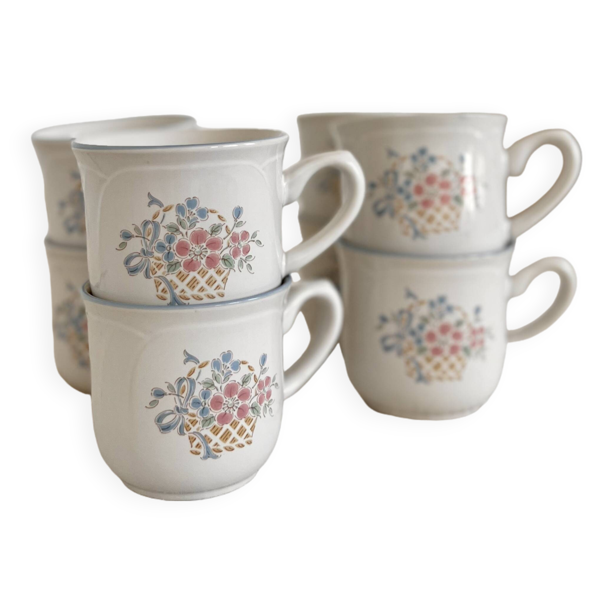 Vintage porcelain cups Country Market Collection made in Japan floral pattern