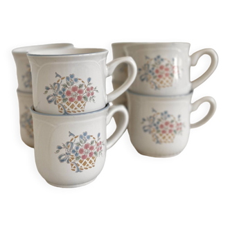 Vintage porcelain cups Country Market Collection made in Japan floral pattern