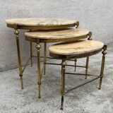 Vintage bronze, brass and onyx nesting table