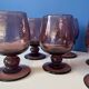 Set of 6 purple bubble glass glasses signed Biot – mouth-blown