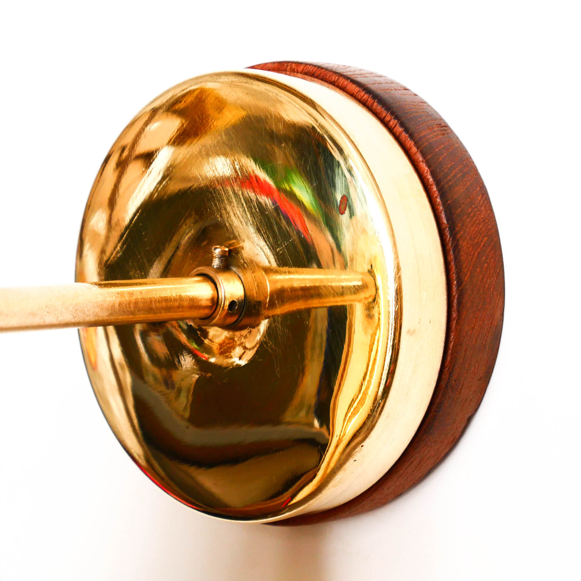 Old conical brass wall lamp, perforated lampshade