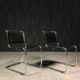 Paire de chaises S33 cuir noir et chrome