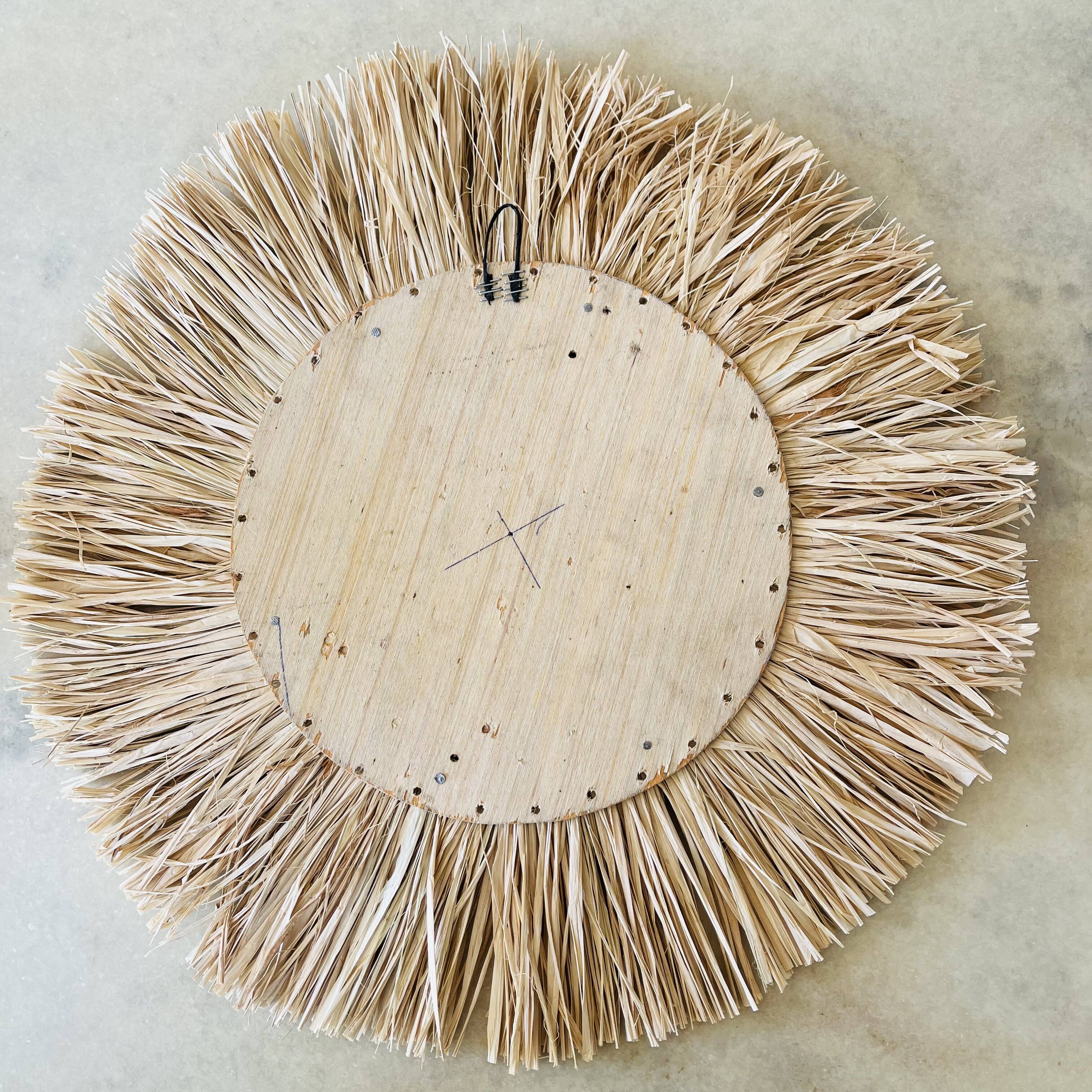 Miroir rond rotin paille, 45 cm