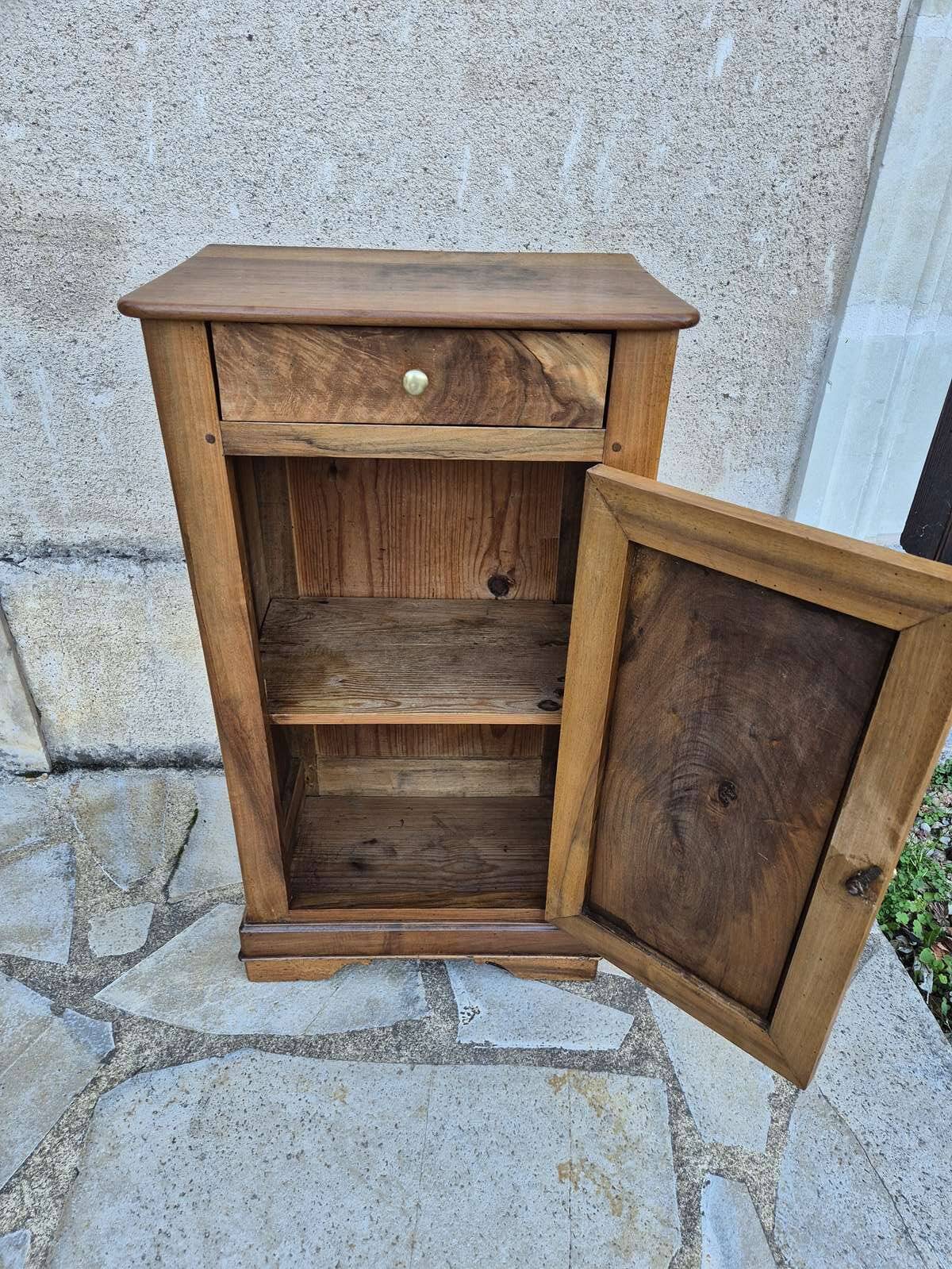 Antique walnut bedside table