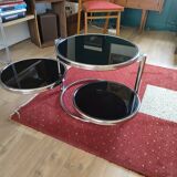 Round coffee table glass and chrome