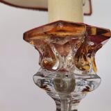 Lampe de table en soie rouge en soie rouge Art Nouveau français, années 1940