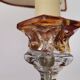 French Art Nouveau Crystal Red Silk Half Shade Table Lamp, 1940s