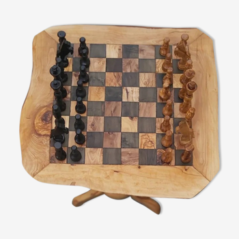 Olive wood chess games, chess table with drawer