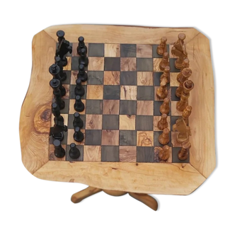 Olive wood chess games, chess table with drawer