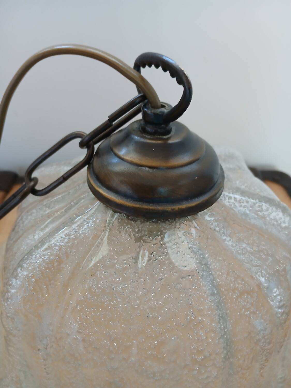 Vintage frosted blown glass pendant light