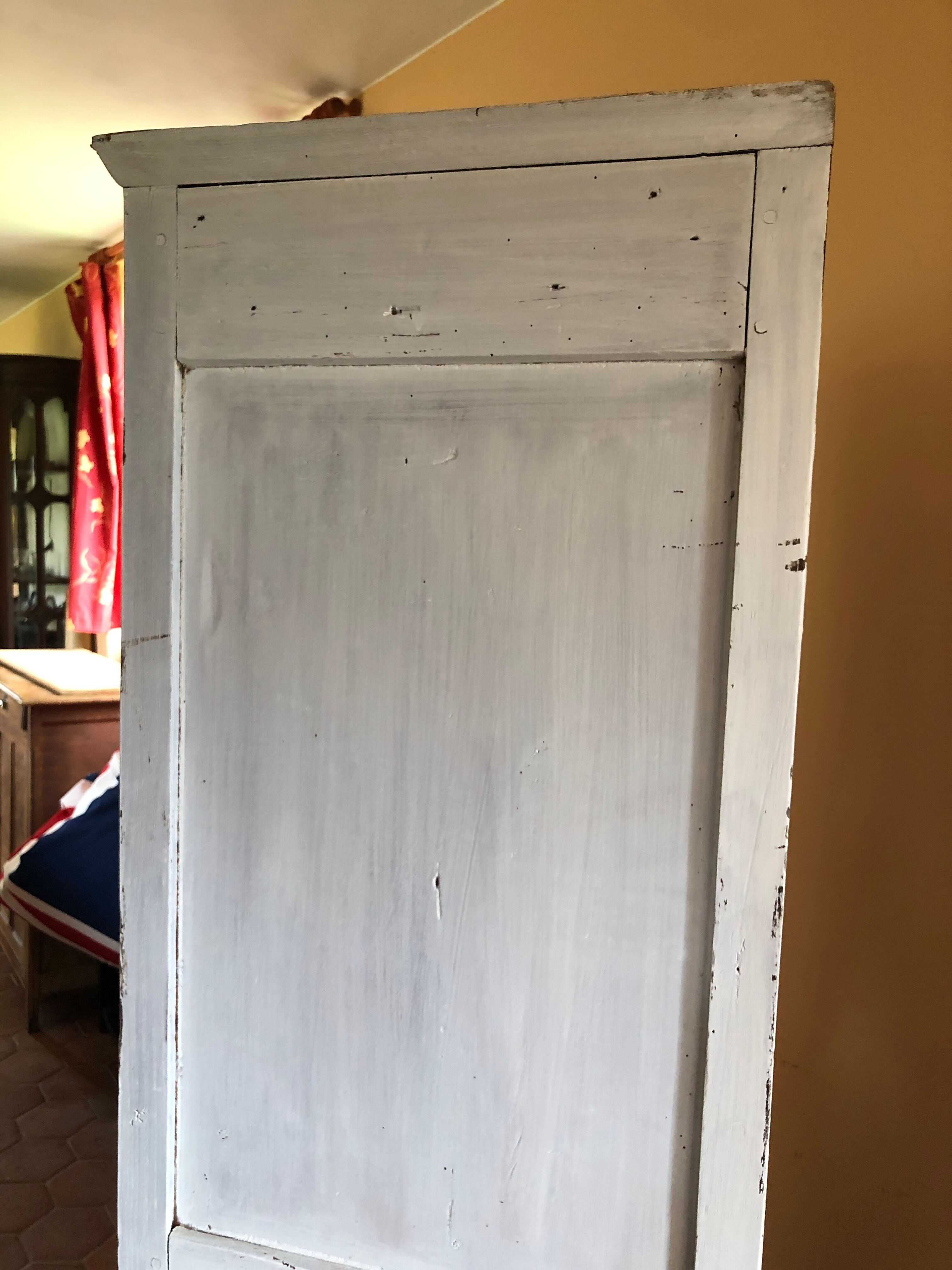 Wardrobe a door in white wood painted gray