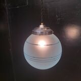 Suspension boule en verre bleuté