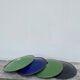 4 green, black and blue enamelled sheet metal suspensions