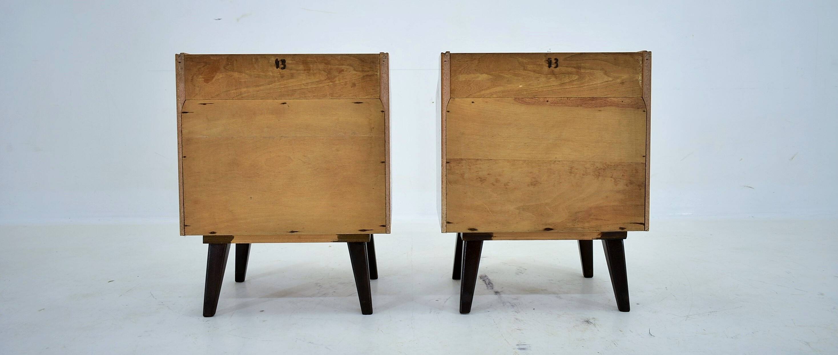 1960s pair of midcentury bedside tables by Mojmir Požár, Czechoslovakia