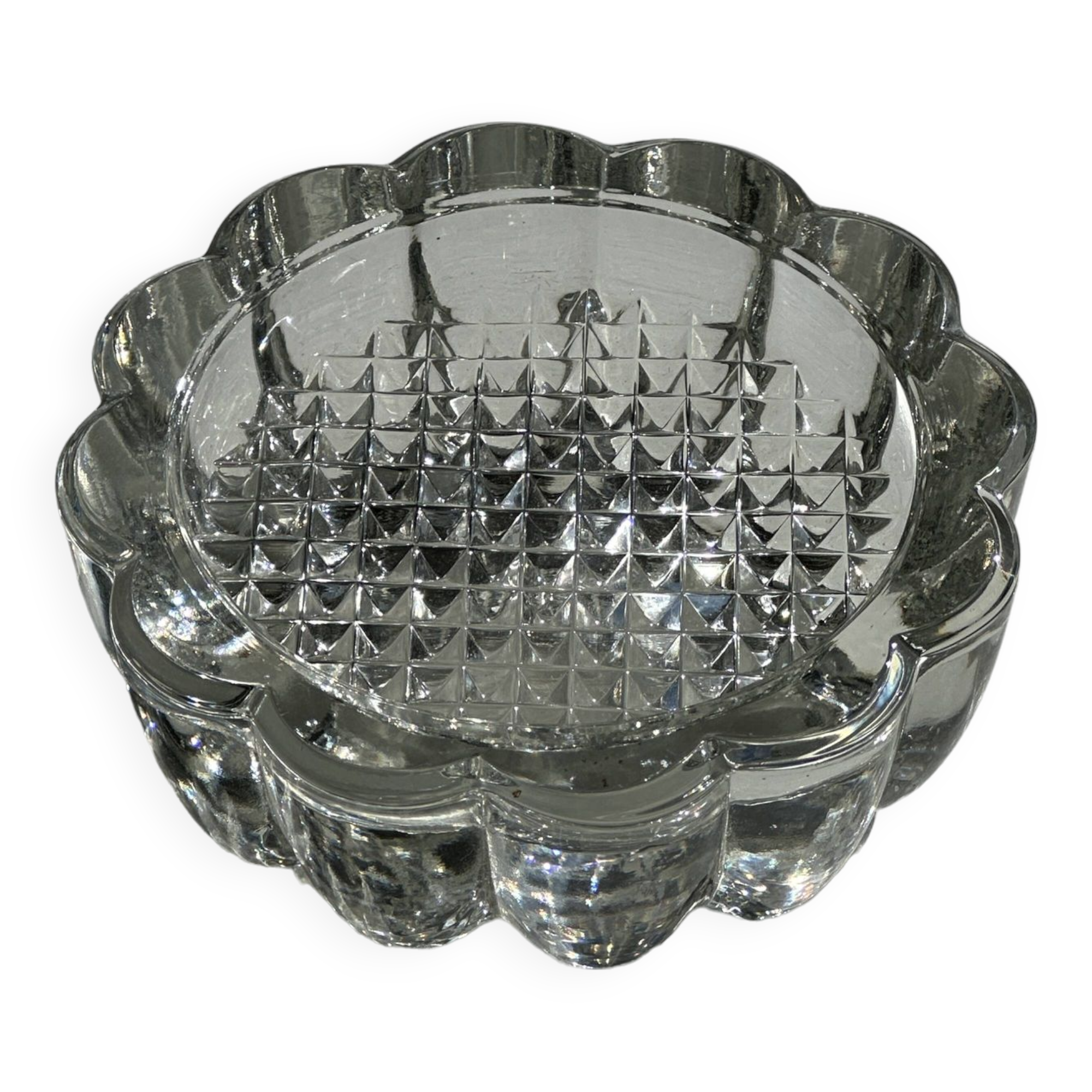 Small glass ashtray in the shape of a flower France Reims Brand MO