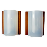 Pair of pine and methacrylate wall lights, Spain 1980