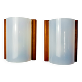 Pair of pine and methacrylate wall lights, Spain 1980