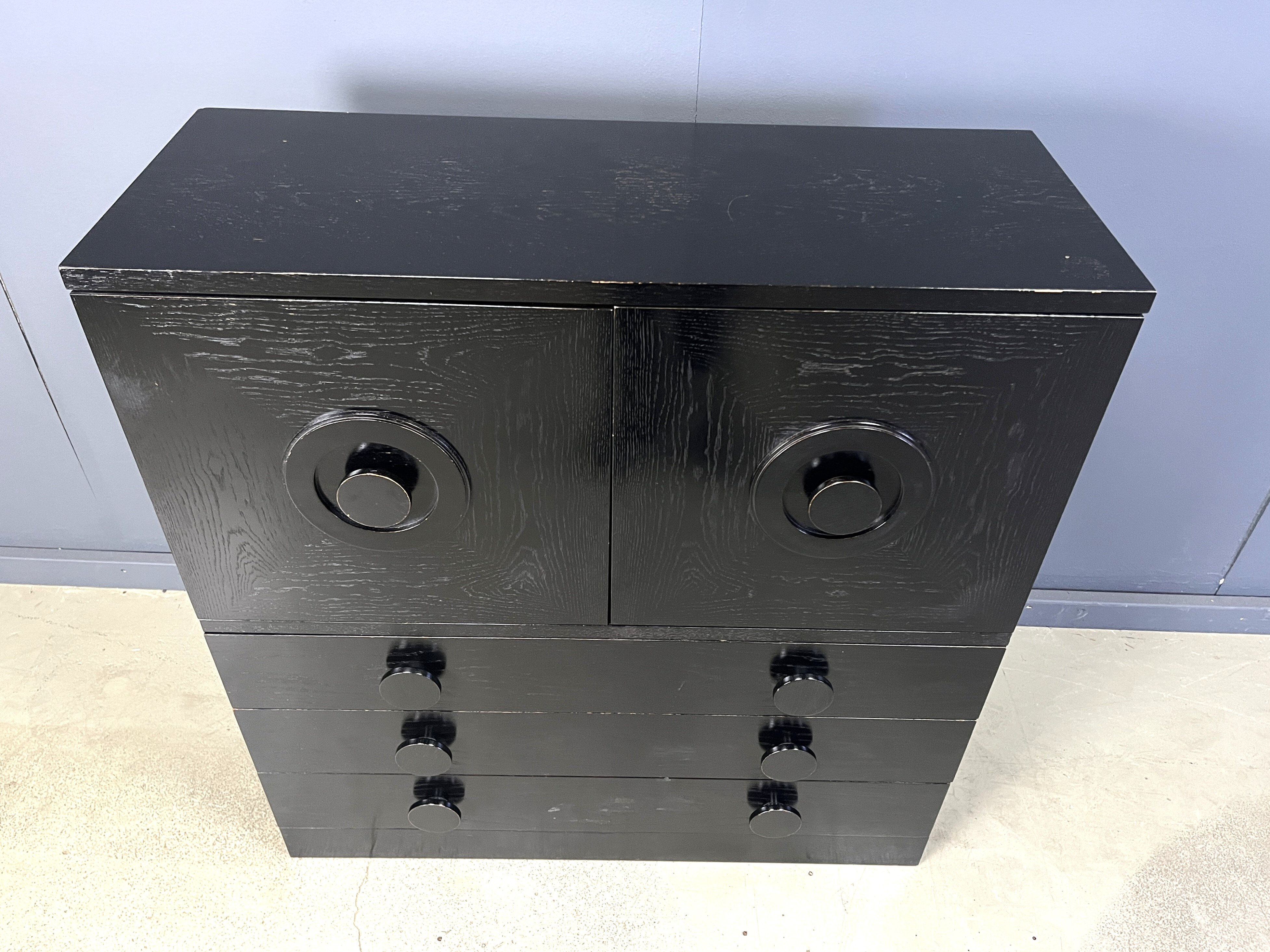 Black brutalist bar cabinet, 1970s