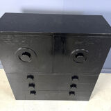 Black brutalist bar cabinet, 1970s