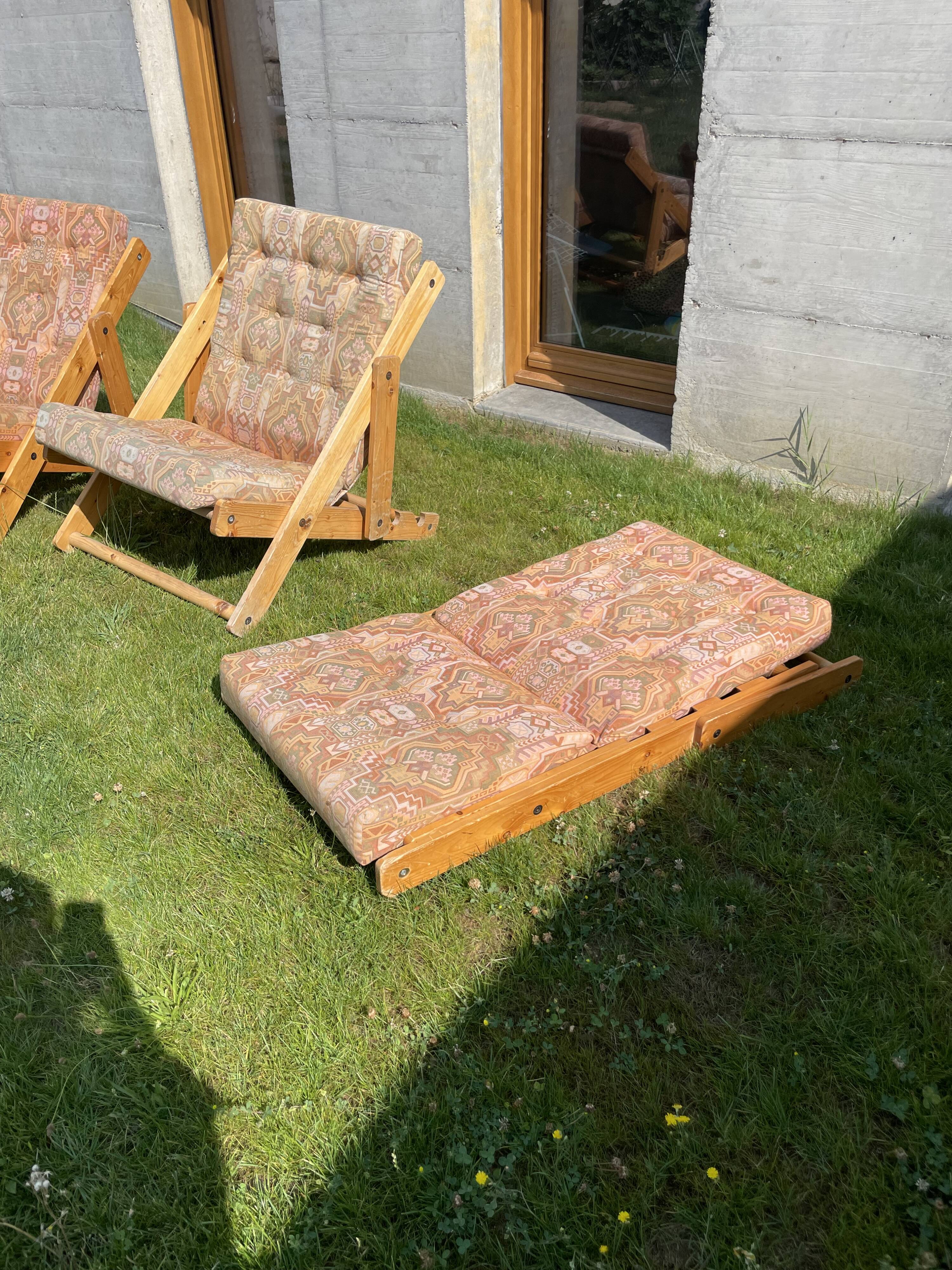 Lot 4 transats en pin Fatöli Kontiki Ikea 1970