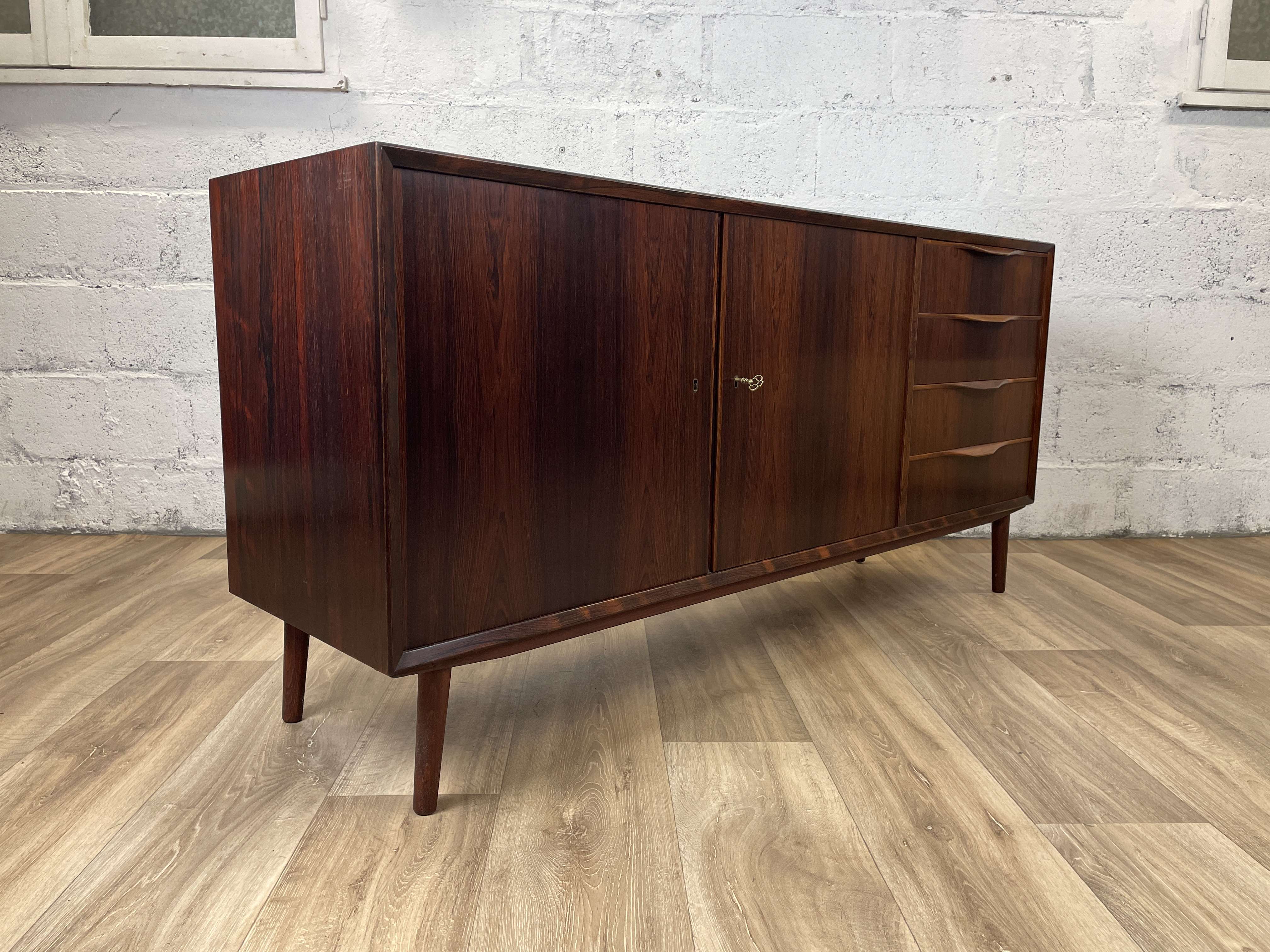 Scandinavian rosewood sideboard by Erling Torvits, 60s