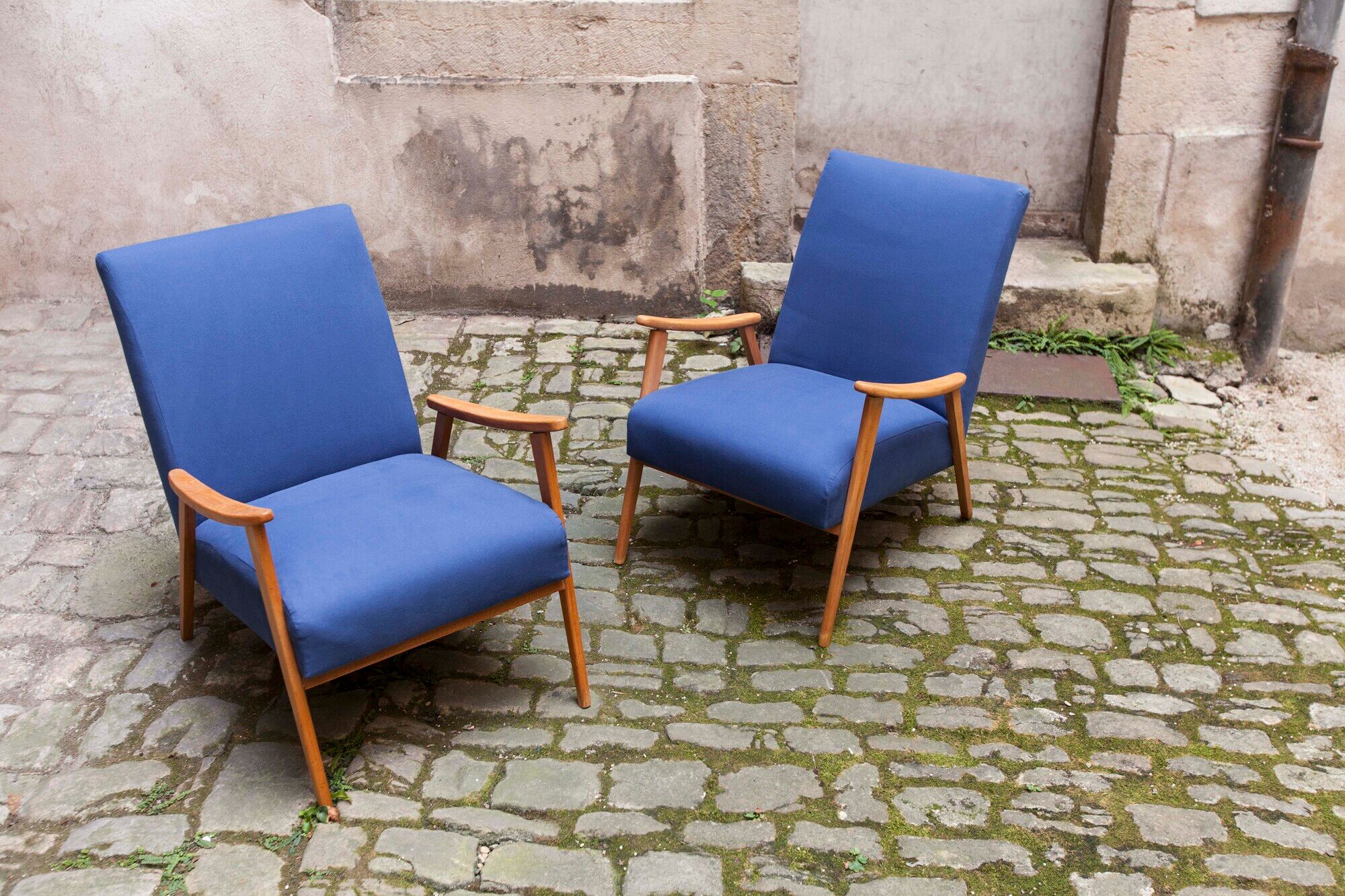 Pair of Scandinavian armchairs from the 60s new fabrics and foam