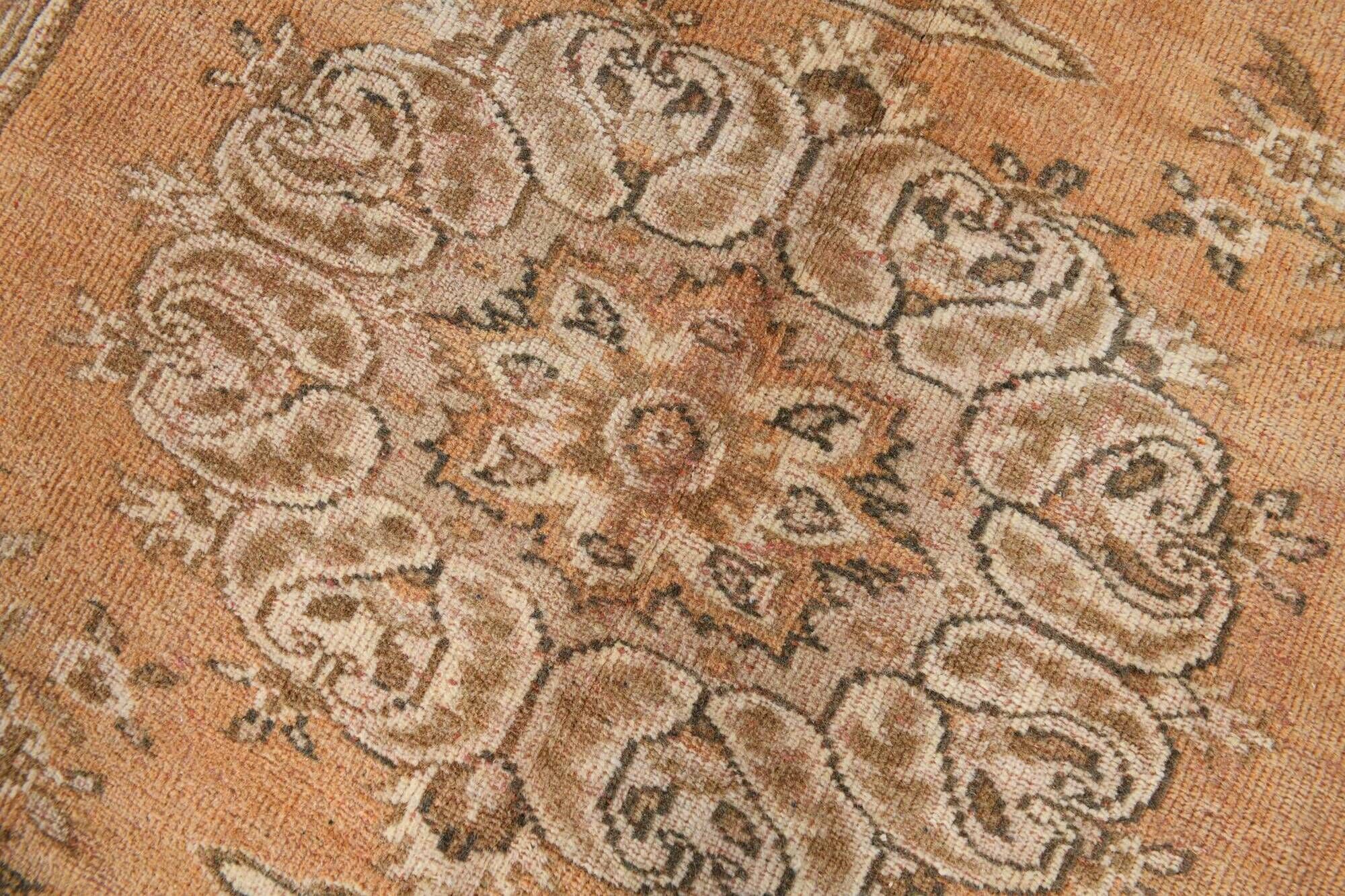 Tapis Oushak Vintage, Laine Fait Main, Beige et Pêche, 168x257 Cm