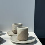 Modular Indonesian ceramic tableware service (6 elements + cups)