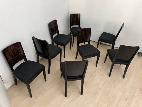 Ensemble de salle à manger extensible Art Déco français, 1930, ensemble de 9 pièces