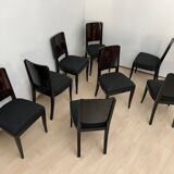 French Art Deco Expandable Dining Room Set, 1930, Set of 9