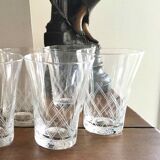 Set 8 water glasses or engraved crystal wine