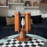 Lampe moderniste en bois - création d’ébénisterie artisanale 70’s
