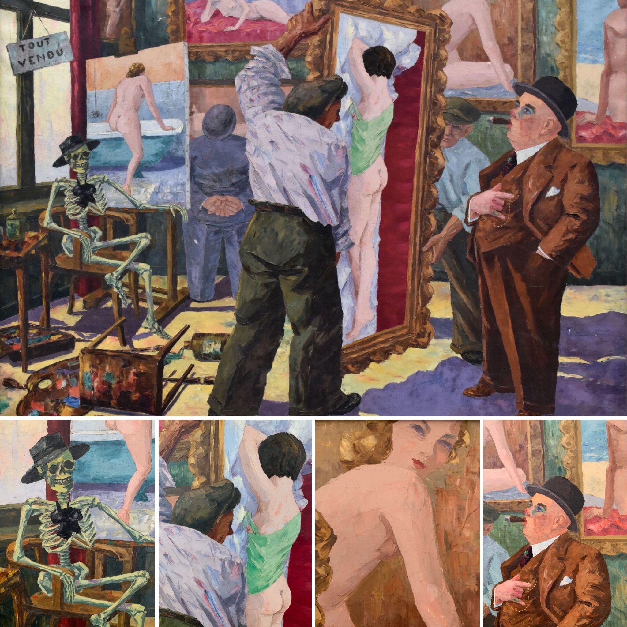 All sold! Large oil on canvas 1938.170 x125cm