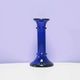Vintage low blue glass candlestick
