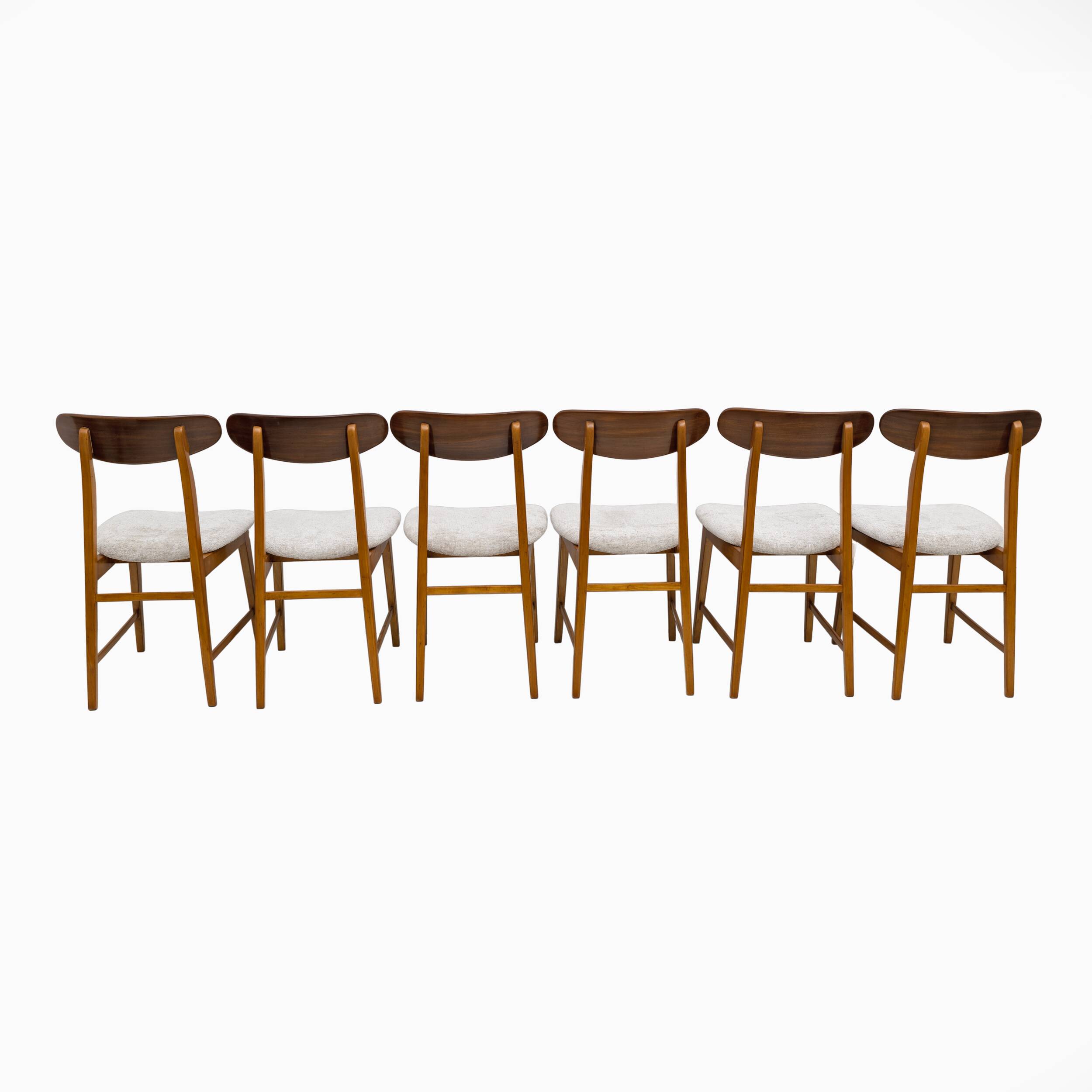 Set of Six Teak Wood and Bouclè Fabric Dining Chairs, Denmark, 1960s