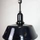 Industrial Black Enamel Factory Lamp with Porcelain Top, 1950s