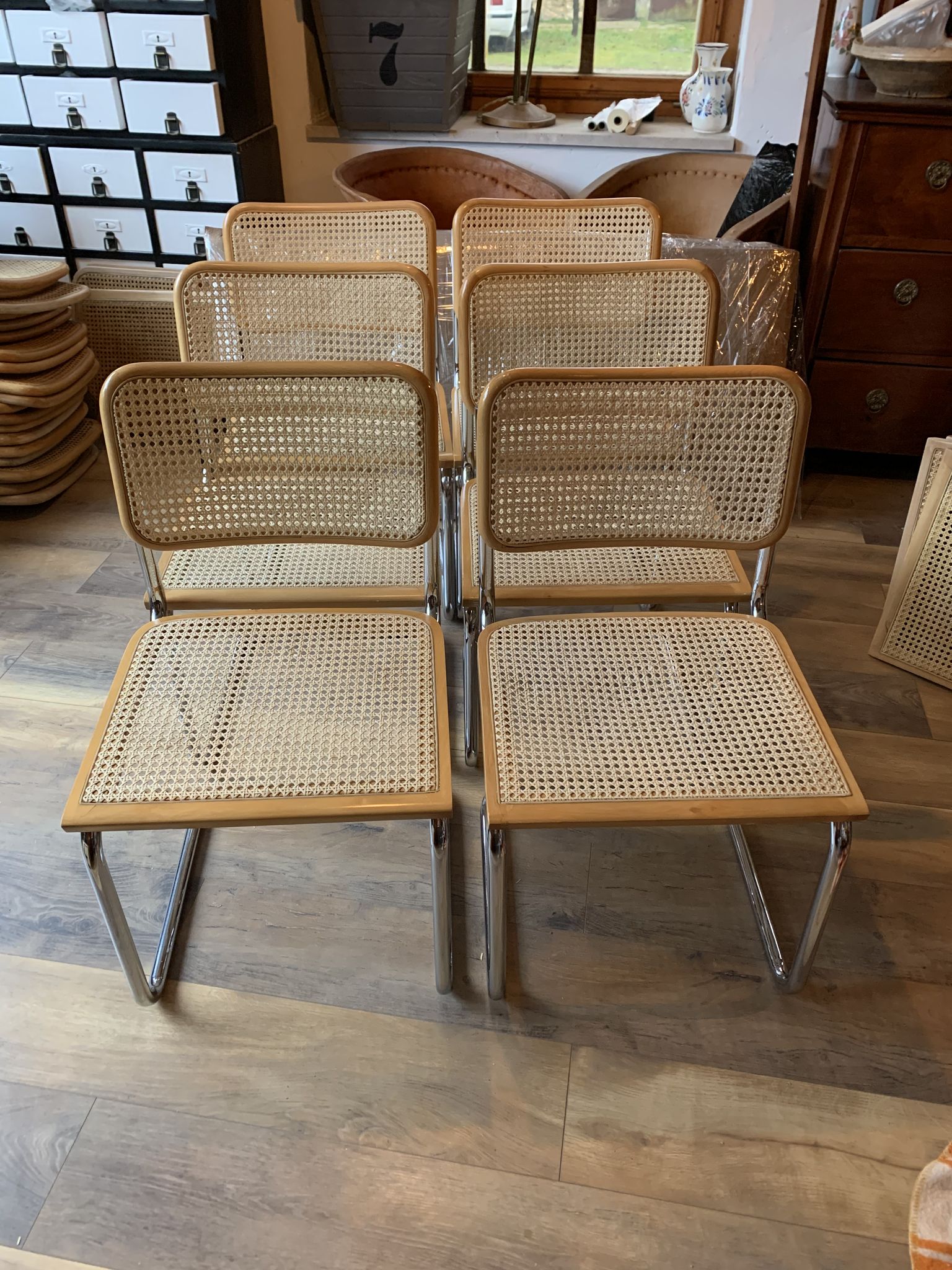 Lot de 6 chaises Cesca du milieu du siècle par Marcel Breuer