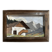 Vintage Carved and Painted Wooden Alpine Plaque 15 / 22 cm